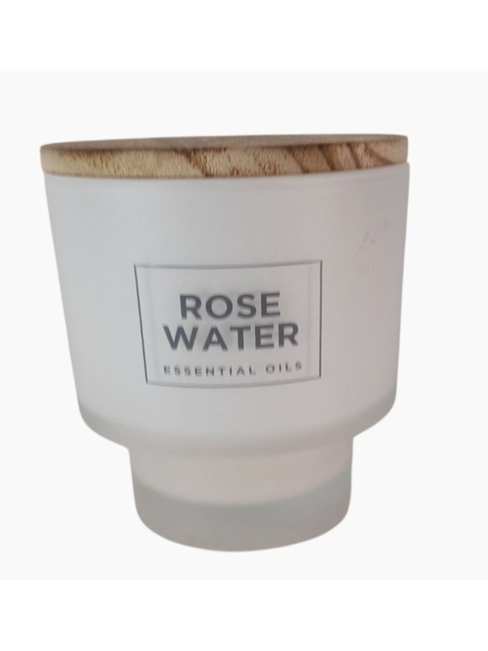 Wolf Lamb WL Rose Water Essential Oils 13 Oz Candle Wood Lid Frosted Glass Jar